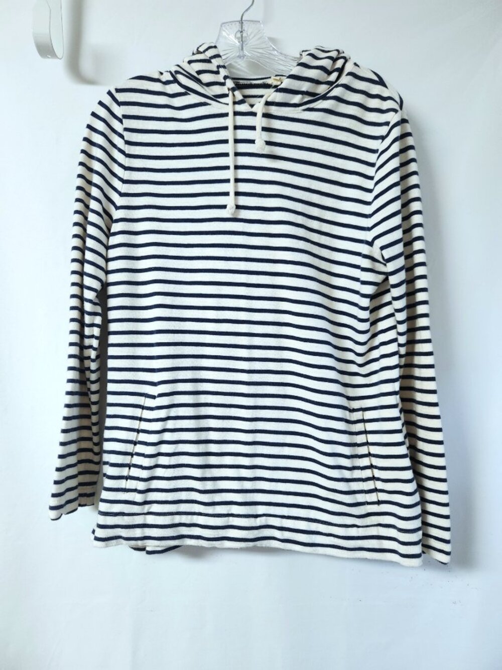 J.Crew Striped French Terry Side Zip Pullover Hoodie Navy White Small Nautical